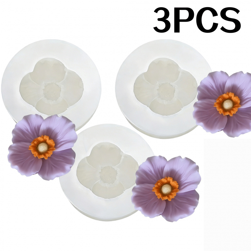 Candle Making Jug - 3Flower silicone mold，Silicone flower candle，Resin，Soap liquid，Plaster