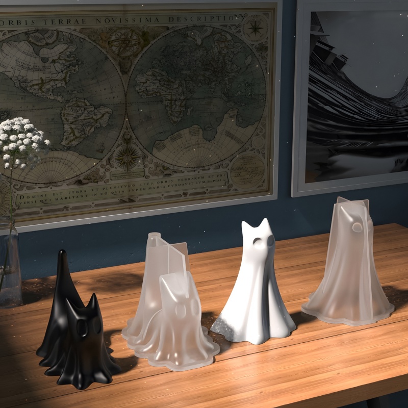 Ghost Cat Halloween Desktop Or - Candle Making Ideas review and price
