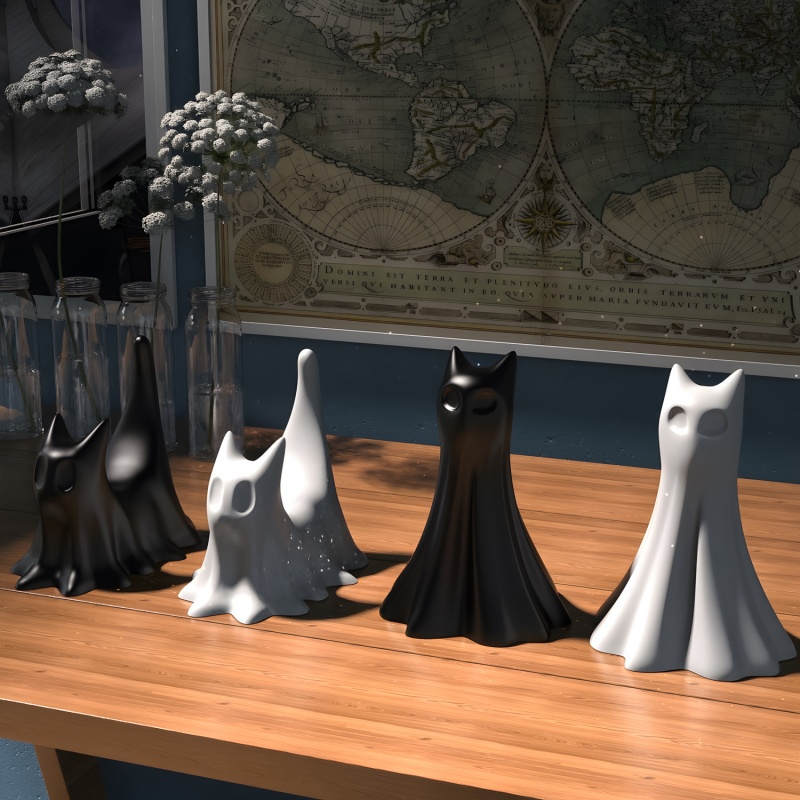 Ghost Cat Halloween Desktop Or - Candle Making Ideas review and price
